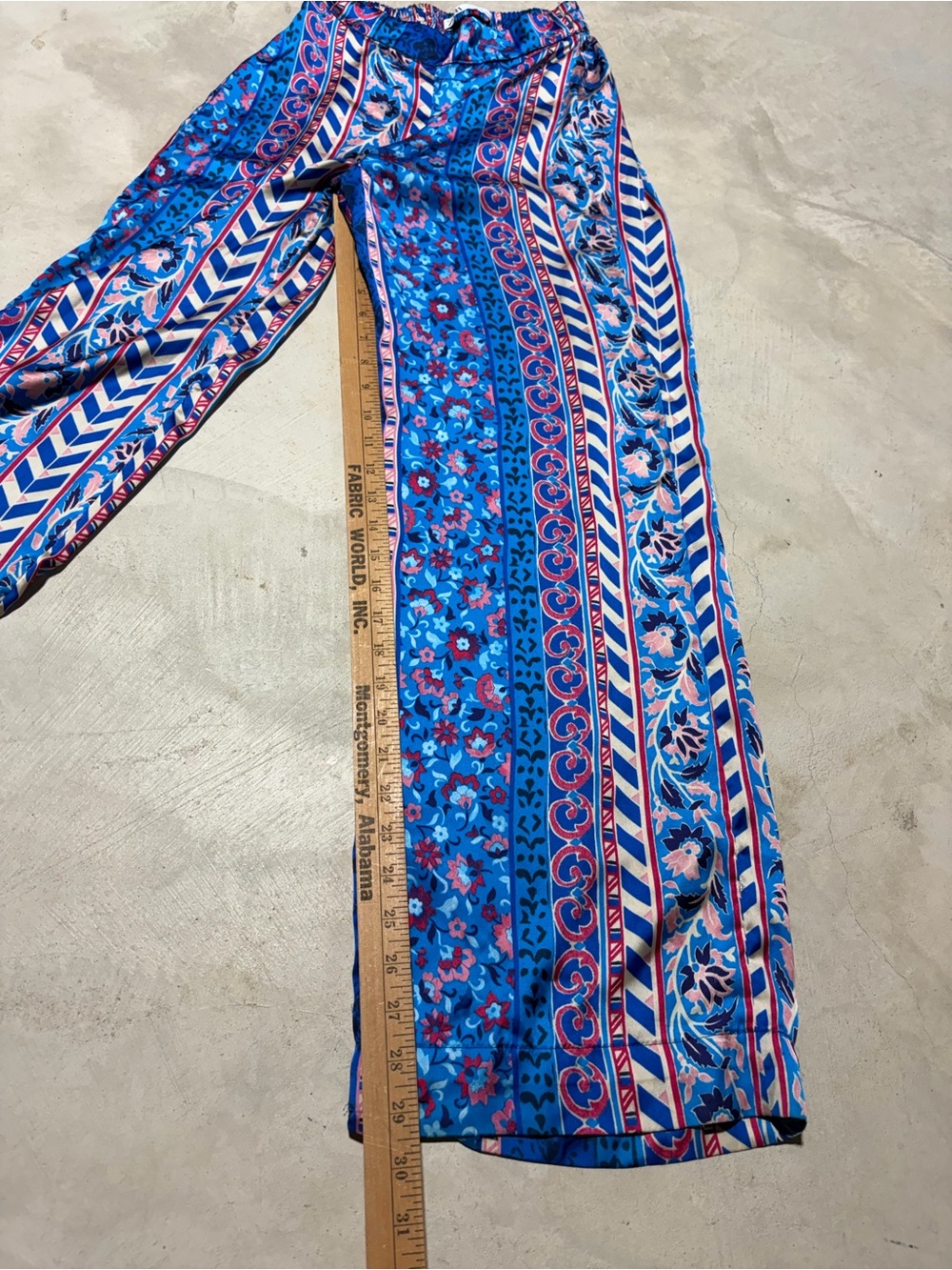 Zara Blue Multi-Pattern Wide-Leg Pants - Picture 3 of 14